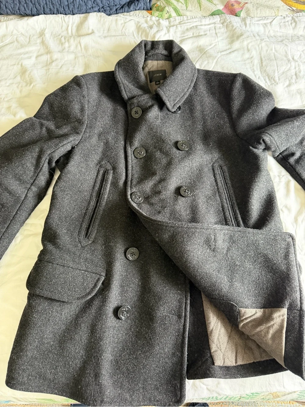 J. Crew Charcoal Double-Breasted Wool Peacoat